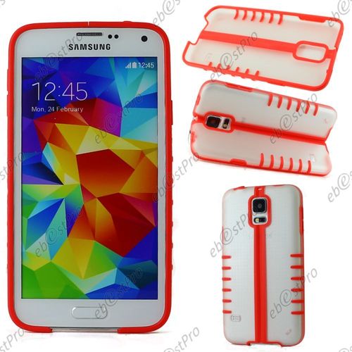 Ebeststar ® Coque Hybride Rigide Cristal Et Tpu Silicone Gel Souple Pliable Pour Samsung Galaxy S5 G900f, Couleur Rouge