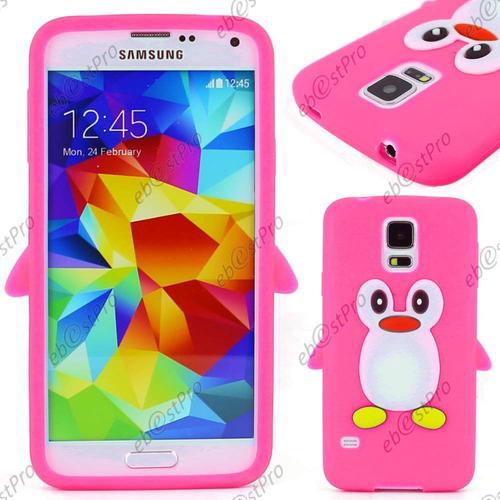 Ebeststar ® Coque Silicone Avec Motif Pingouin Pour Samsung Galaxy S5 G900f, Couleur Rose