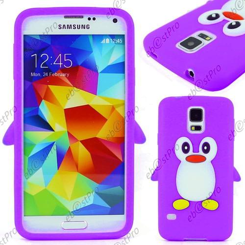 Ebeststar ® Coque Silicone Avec Motif Pingouin Pour Samsung Galaxy S5 G900f, Couleur Violet