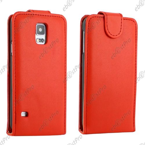 Ebeststar ® - Housse Coque Etui Simi Cuir À Rabat Couleur Rouge Pour Samsung Galaxy S5 G900 / Sm-G900f + Film Protection D'écran