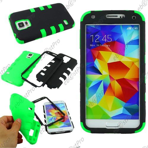 Ebeststar ® Coque Spider Tripple Couche Armor En Silicone Et Plastique Rigide Pour Samsung Galaxy S5 G900f, Couleur Vert