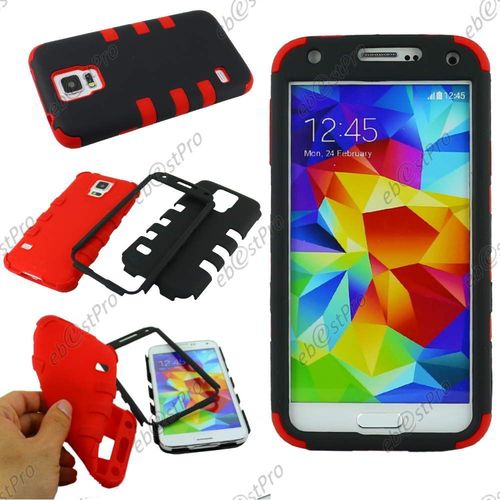 Ebeststar ® Coque Spider Tripple Couche Armor En Silicone Et Plastique Rigide Pour Samsung Galaxy S5 G900f, Couleur Rouge