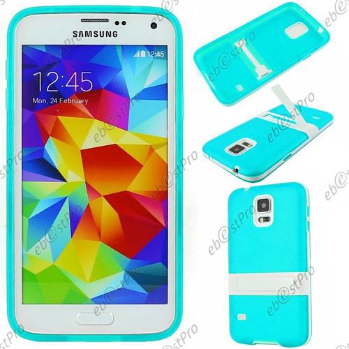 Ebeststar ® Coque Silicone Gel Avec Support Béquille Pour Samsung Galaxy S5 G900f, Couleur Bleu
