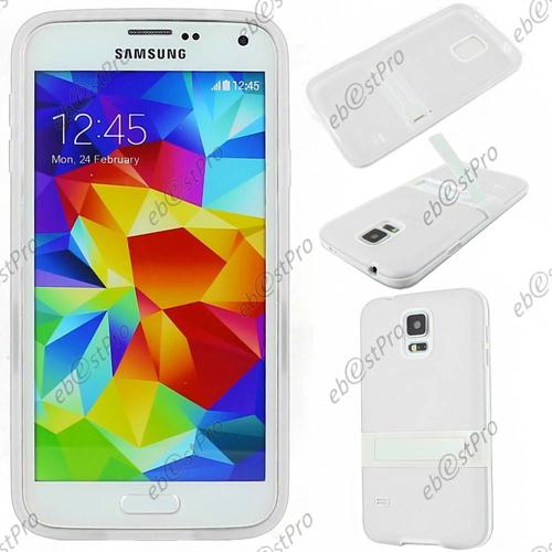 Ebeststar ® Coque Silicone Gel Avec Support Béquille Pour Samsung Galaxy S5 G900f, Couleur Blanc