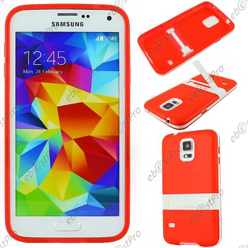 Ebeststar ® Coque Silicone Gel Avec Support Béquille Pour Samsung Galaxy S5 G900f, Couleur Rouge