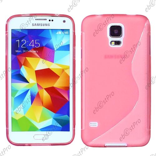 Ebeststar ® - Housse Etui Coque Souple Silicone S-Line Rose Pour Samsung Galaxy S5 G900 Sm-G900f G900h, + 3 Film D'écran