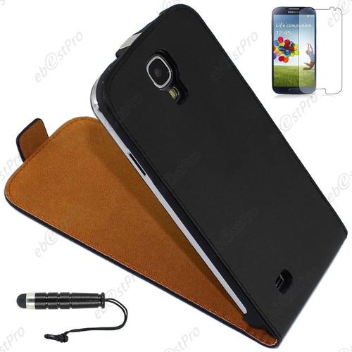 Ebeststar ® Housse Coque Etui En Pu Cuir À Rabat + Film + Mini Stylet Pour Samsung Galaxy S4 I9500 I9505, Couleur Noir