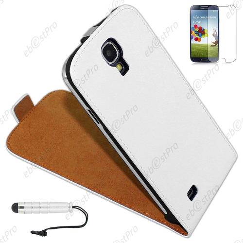 Ebeststar ® Housse Coque Etui En Pu Cuir À Rabat + Film + Mini Stylet Pour Samsung Galaxy S4 I9500 I9505, Couleur Blanc