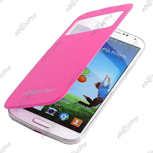 Ebeststar ® Housse Coque Etui Smart View Cover Type S-View Portefeuille Livre + Film Protection D'écran Pour Samsung Galaxy S4 I9500 I9505, Couleur Rose