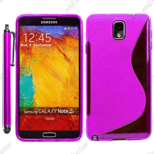 Ebeststar ® Pour Samsung Galaxy Note 3 Gt-N9000, N9002, N9005 - Housse Etui Coque Silicone Gel Motif S-Line Protection Souple + Stylet, Couleur Violet [Dimensions Precises De Votre Appareil : 79.2 X 151.2 X 8.3 Mm, Écran 5.7'']