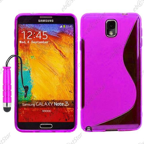 Ebeststar ® Pour Samsung Galaxy Note 3 Gt-N9000, N9002, N9005 - Housse Etui Coque Silicone Gel Motif S-Line Protection Souple + Mini Stylet, Couleur Violet [Dimensions Precises De Votre Appareil : 79.2 X 151.2 X 8.3 Mm, Écran 5.7'']