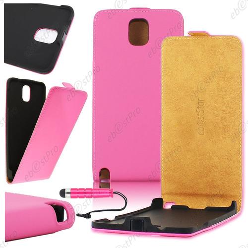 Ebeststar ® Etui Coque Housse En Pu Cuir + 3 Film + Mini Stylet Pour Samsung Galaxy Note 3 Gt-N9000 / N9002 / N9005, Couleur Rose