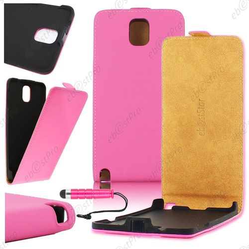 Ebeststar ® Housse Coque Etui En Pu Cuir À Rabat + Film + Mini Stylet Pour Samsung Galaxy Note 3 Gt-N9000 / N9002 / N9005, Couleur Rose