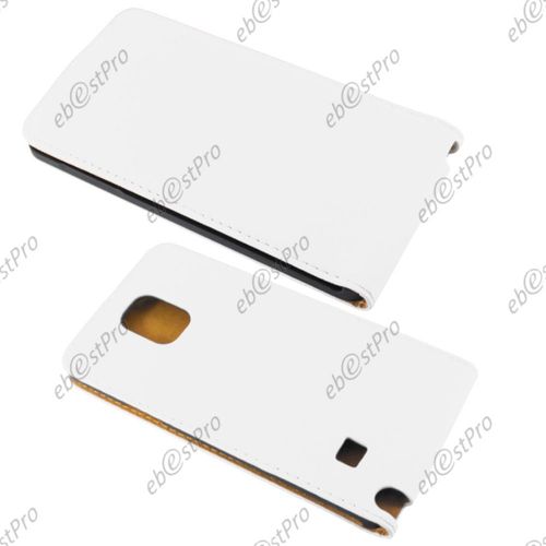 Ebeststar ® Pour Samsung Galaxy Note 4 N910f Etui Pu Cuir Rabattable Housse Coque Ultra Slim + Film Protection D'écran, Couleur Blanc