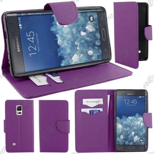 Ebeststar ® Housse Coque Etui Portefeuille Folio Book Livre Simili Cuir + Film Protection D'écran Pour Samsung Galaxy Note Edge, Couleur Violet