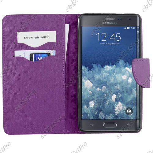 Ebeststar ® Etui Portefeuille Housse Protection Folio Coque + Film Protecteur D'écran Pour Samsung Galaxy Note Edge, Couleur Violet