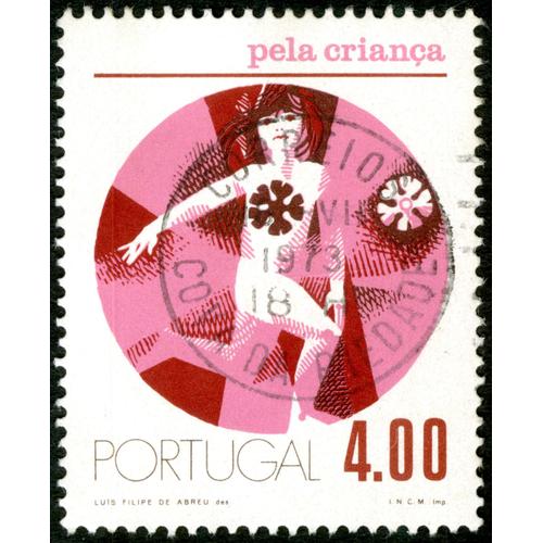 Timbre Oblitéré Portugal, Pela Criança, 4.00