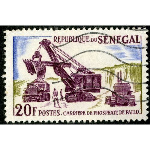 Timbre Oblitéré République Du Sénégal, Carrière De Phosphate De Pallo, Postes, 20 F