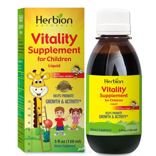 Herbion Naturals Vitality Supplement For Kids - Favorise La Croissance Et L'appétit - Améliore Les Performances Mentales Et Physiques - Stimule L'énergie - 150 Ml - Pour Les Enfants De 1 An Et Plus 