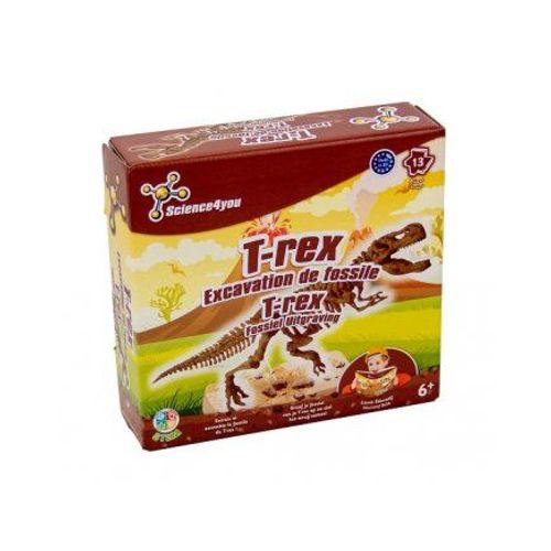 T-Rex Excavation De Fossiles 13 Pieces + Livret Educatif 36 Pages - Kit Fouilles - Dinosaure A Deterrer - Jeu Archeologie 6 Ans