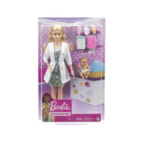 Coffret Barbie Poupee Mannequin Médecin + Bébé + accessoires - Set