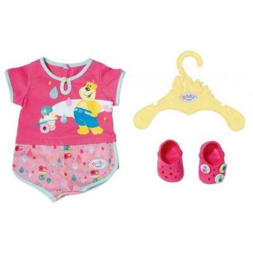 Habit Poupée 39 - 46 Cm : Combinaison Bain Ours + Chaussure Rose Baby Born - Vêtement Accessoire Poupée Et Poupon Zapf