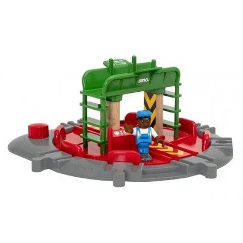 Set Plaque Tournante 7 Voies Avec Station + Figurine - Pour Circuit De Train En Bois - Brio World - Accessoire + Carte Animaux