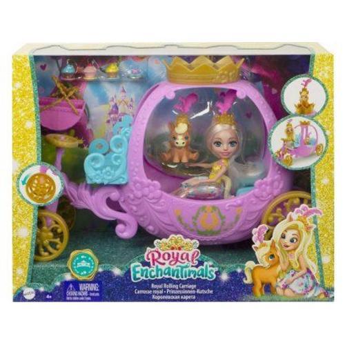 Coffret Enchantimals Poupée Peola Poney Avec Carrosse Royal - Set Figurine 15cm + Animal Poney Et Accessoires + 1 Carte Tigre - Mini-Poupee