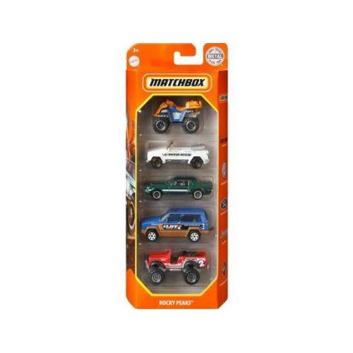 Set De 5 Vehicules Pour Matchbox : Rocky Peaks - Coffret Voitures Miniatures Blanc Verte Rouge Bleue - Enfant
