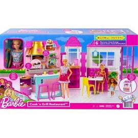 Coffret Pour Barbie Le Grand Restaurant Et 1 Poupée Mannequin Et 25  accessoires - Set Jouet Fille Et 1 Carte Offerte