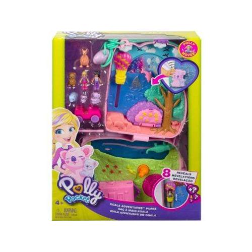 Coffret Polly Pocket Koala + 2 Figurine - 5 Animaux + Accessoires - Set Sac A Main Jouet Fille + 1 Carte Tigre - Mini Poupee