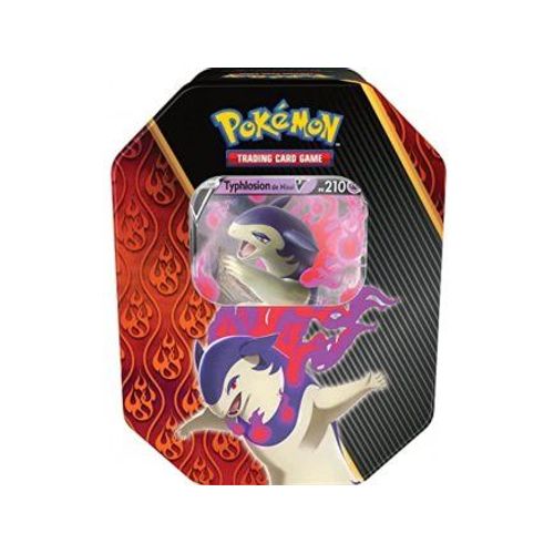 Pokebox Typhlosion V - 210 Pv - Carte Française A Collectionner Pour Pokemon - Boite Métal Rouge - Set Avec 1 Carte Animaux