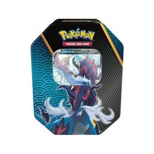 Pokebox Clamiral V - 220 Pv - Carte Francaise A Collectionner Pour Pokemon - Boite Metal Bleu - Set Avec 1 Carte Animaux