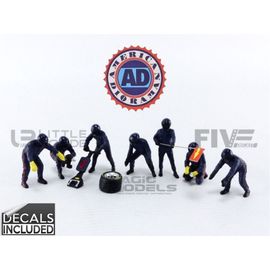 American Diorama 1/43 38384 Figurines F1 Pit Crew Figures Set 1 Team Blue Purple Diecast Modelcar-American Diorama