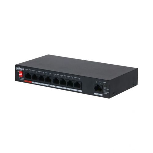 Dahua PFS3009-8ET1GT-96 - Commutateur - non géré - 1 x 10/100 (High PoE) + 7 x 10/100 (PoE) + 1 x 10/100/1000 (liaison montante) - de bureau, fixation murale - High PoE / PoE (96 W)