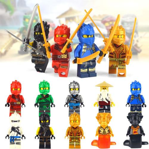 10pcs Phantom Ninja Block Figurine Toys Kai Jai Kou With Weapon Model Toys