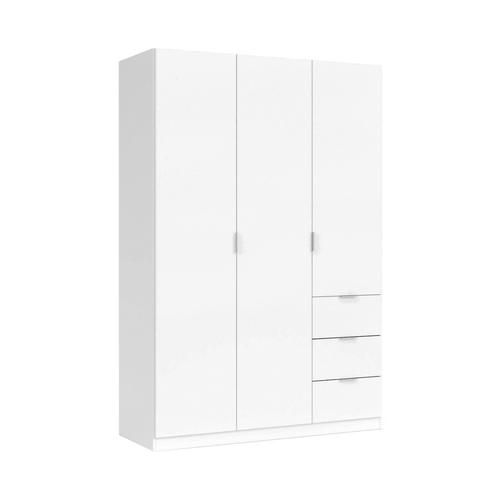 Armoire 3 Portes Effet Bois Blanc 135x52 Cm