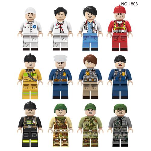 12pcs City Professional Figures Small Particles Children's Assembled Building Blocks Toys