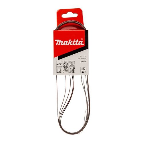 Bandes abrasives 6x533 mm rouge pour bois et métal Grain 150 (5 pcs) - MAKITA P-43234