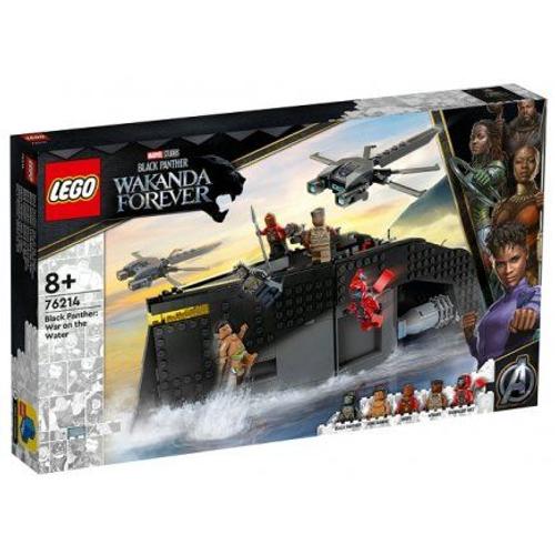 Lego 76214 La Guerre Sur L'eau - Navire, Bateau Black Panther - Avec 5 Minifigs Super H?Ros Film - Set Jeu Construction Et Carte