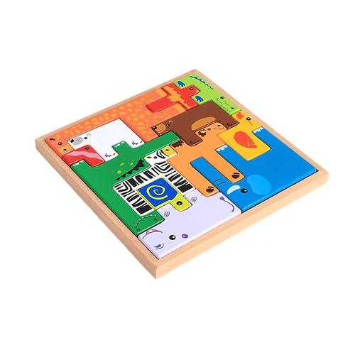 Puzzle En Forme D'animal En Bois, Jouet Créatif Pour Enfants Tetris