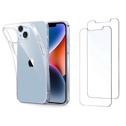 Coque Iphone 14 Plus Coque Transparente + 2 Verres Trempés Film De Protection