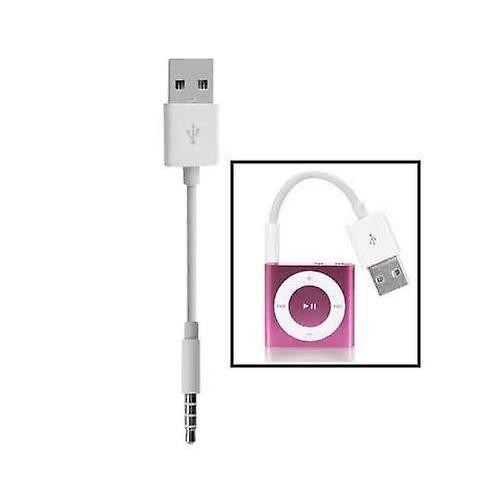 (#19)Câble de chargement USB vers jack 3,5 mm pour synchronisation de données iPod Shuffle 1/2/3/4/5/6 génération, longueur : 10 cm (blanc)