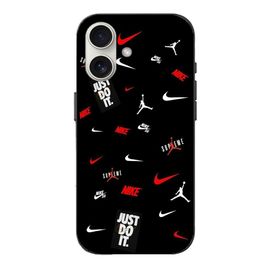Coque Iphone 16 nike jordan blanc rouge fond noir