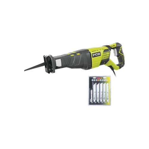 Pack RYOBI Scie sabre électrique RRS1200-K - 1200W - lot de 6 lames universelles - bois et métal - 100/152mm - RAK06RB