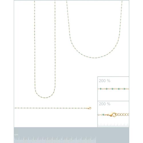 Collier Brillaxis Perles De Miyuki Turquoise Plaqué Or 750/1000
