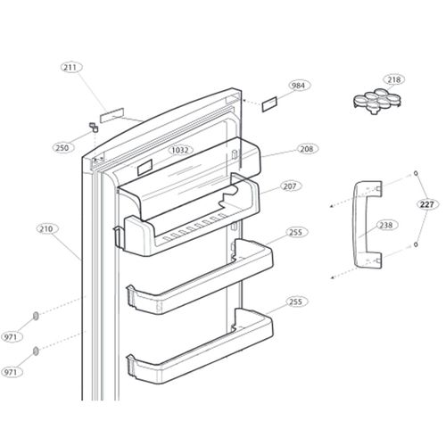 Balconnet supérieur (repère 207) Réfrigérateur congélateur (4807160300 BEKO)