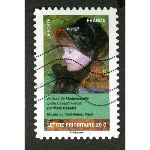 Timbre Oblitéré France, Portrait De Mademoiselle Lydia Cassatt, Détail, Par Mary Cassatt, Musée Du Petit-Palais, Paris, La Poste, Lettre Prioritaire 20 G