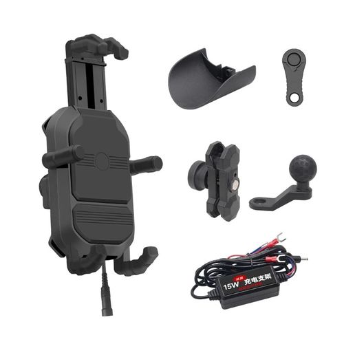 Support De Téléphone Portable Pour Moto, Chargeur Sans Fil 15w, Charge Rapide Usb-Qc3.0, Support 360 Durable
