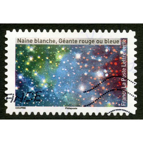 Timbre Oblitéré Naine Blanche, Géante Rouge Ou Bleue, France, La Poste, Lettre Verte, Couprie